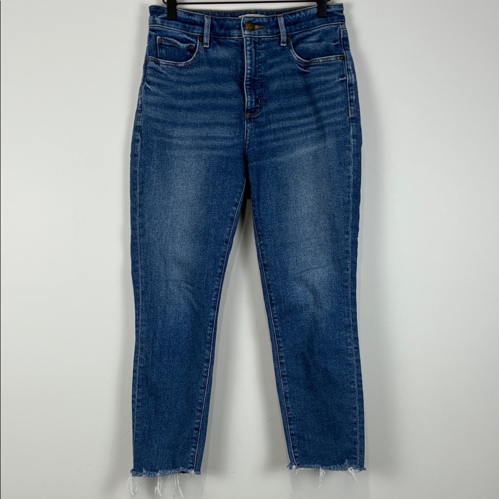 LOFT Women’s 4/27 Jeans Curvy High Waist Skinny Ankle Raw Hem Denim